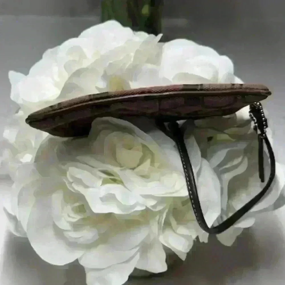 Coach Wristlet Signature Chocolate Brown Jacquard